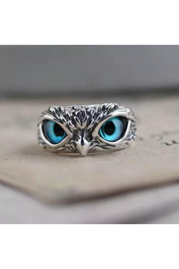 Vintage 925 Silver Demon Eye Owl Ring Women&Men Party Band Punk Jewelry Size6-11-02#-Open