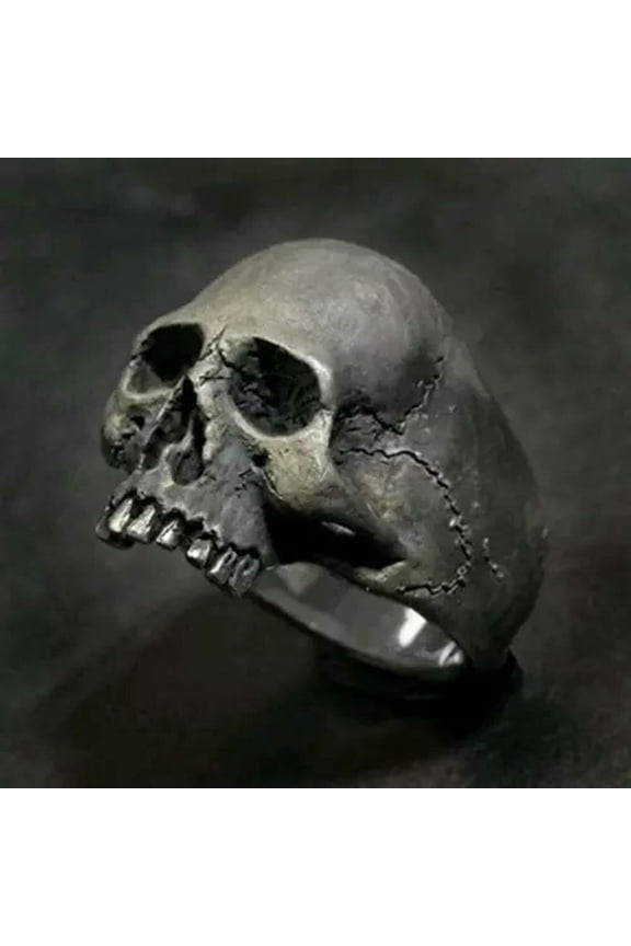 Vintage 925 Silver Viking Black Skull Head Rings For Men Punk Party Jewelry Gift-7-02#