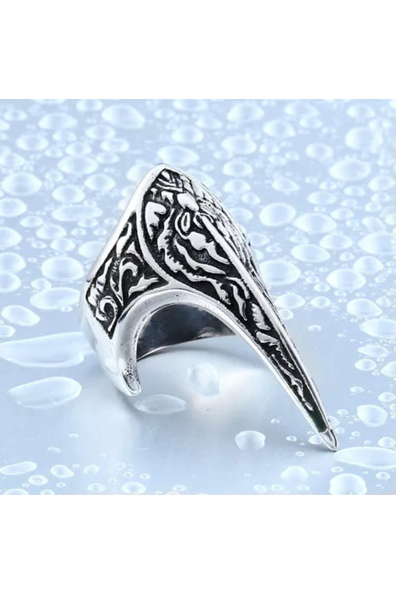 Vintage Bird's Beak Sharp Armor Ring Stainless Steel Gothic Flower Jewelry Ring-13