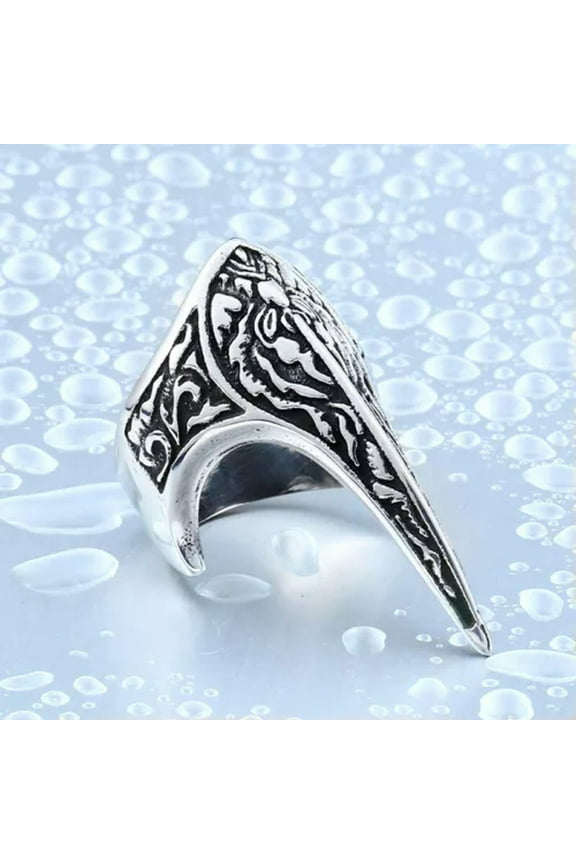Vintage Bird's Beak Sharp Armor Ring Stainless Steel Gothic Flower Jewelry Ring-7