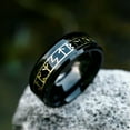 thumbnail image 1 of HOOUN Vintage Black with Gold Viking Runes Ring Titanium Men Women Retro Wedding Bands-8, 1 of 2