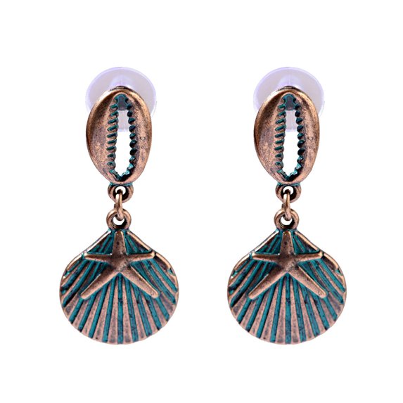 HOOUN Vintage Bronze Shell Indian Jhumka Earrings Women Ethnic Afghan Ladies Earrings-Style 5
