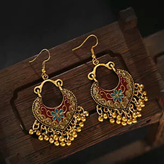 HOOUN Vintage Classic Tassel jhumka Ethnic Drop Dangle Earrings Gypsy Indian Jewelry-18#