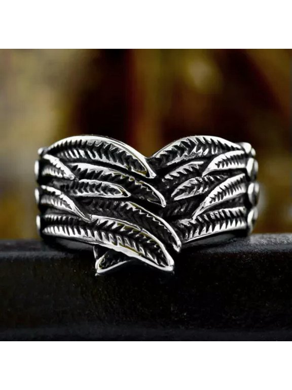 Vintage Cross Angel Wings Ring Stainless Steel Men Women Fashion Punk Biker Ring-9