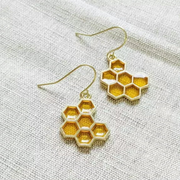 HOOUN Vintage Crystal Bee Drop Earrings Dangle Gift for her Bee Animal Women Jewellery-5#Honeycomb Bee Earrings
