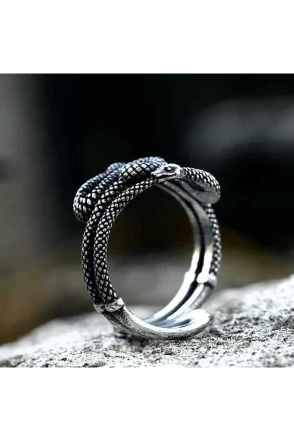 Vintage Double Snake Men's Wedding Ring Stainless Steel Gothic Biker Punk Ring-9