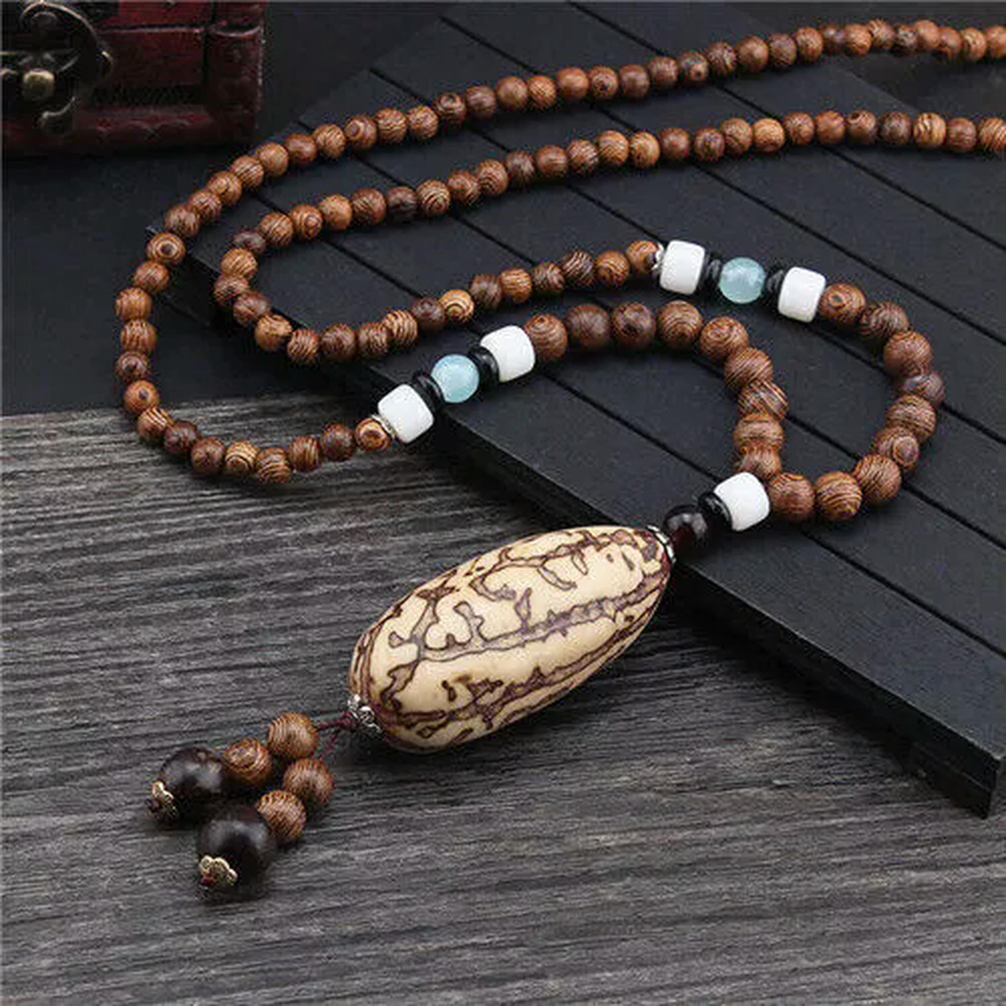 WLLAY Vintage Ancient Mirror Pendant Necklace - Long 68cm Chain Alloy Jewelry Gift For Women