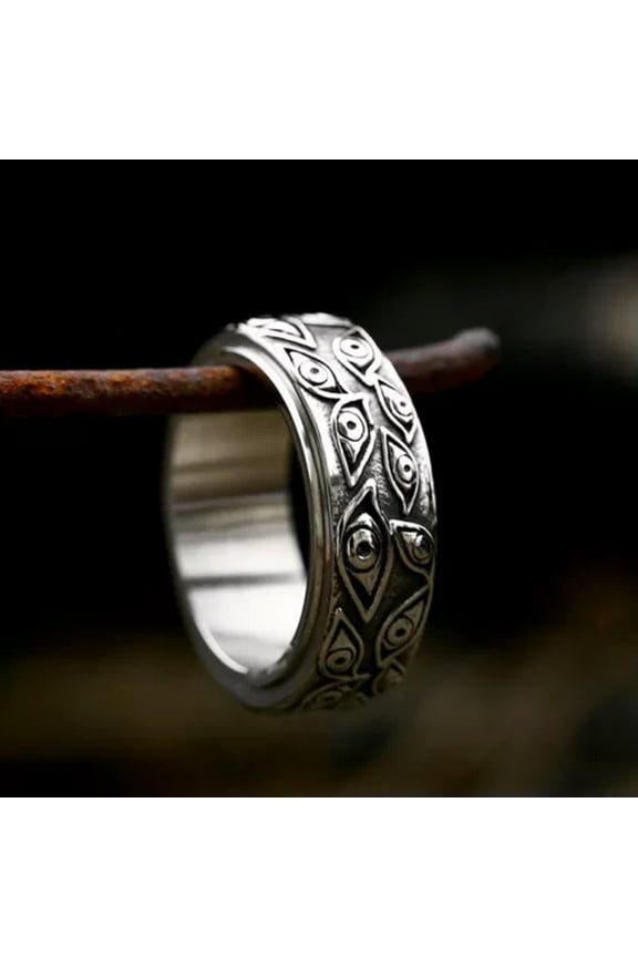 Vintage Evil Eye Devil's Eye Spinning Ring Titanium Men Women Retro Spinner Band-8