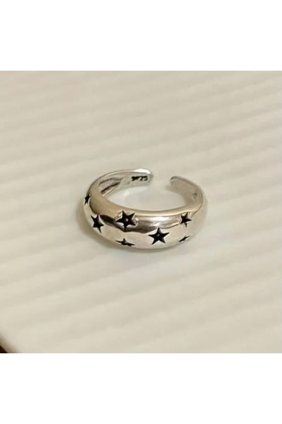 Vintage Gothic Pentagram Star Alloy Open Rings Fashion Adjustable Finger Ring@-3