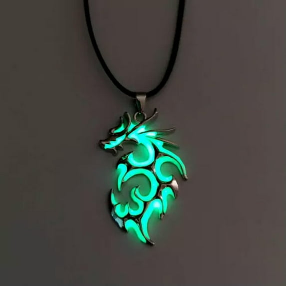 HOOUN Vintage Luminous Dragon Pendant Necklace Luminous Fire Dragon Pendant Necklace-A2