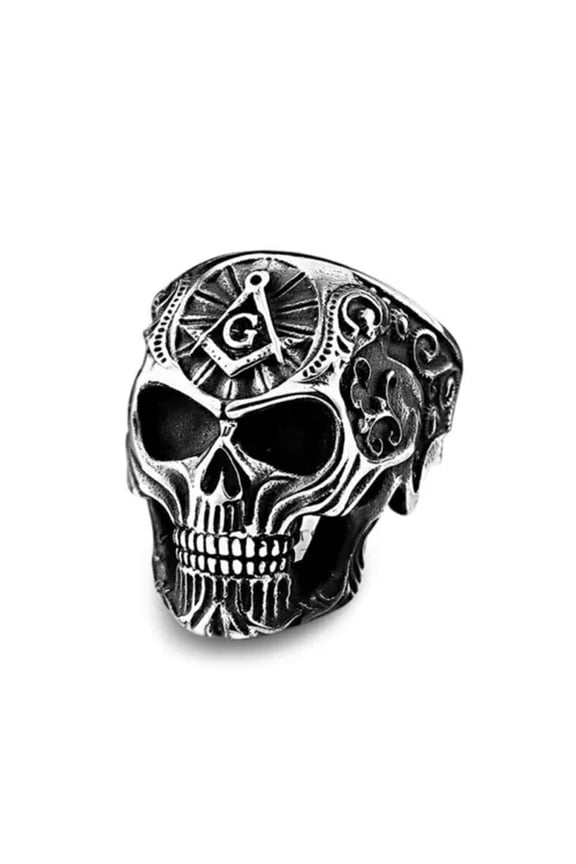 Vintage Masonic Skull Ring Stainless Steel Mason Knight Men's Biker Punk Ring-10