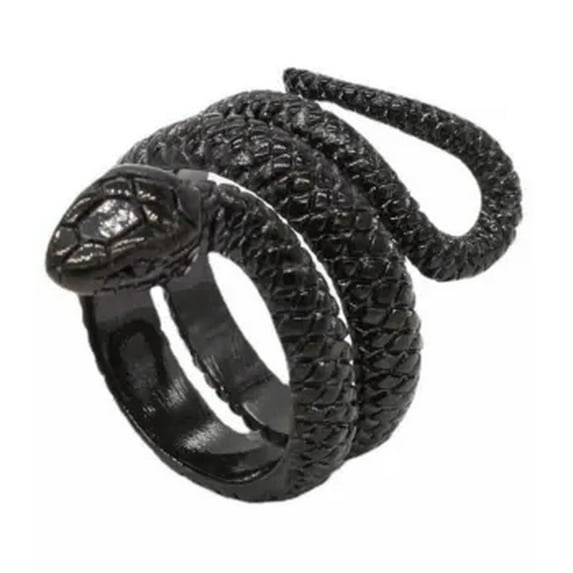HOOUN Vintage Men Women Snake Wedding Band Ring Stainless Steel Punk Snake Pinky Ring-11-Black