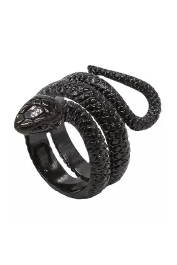 Vintage Men Women Snake Wedding Band Ring Stainless Steel Punk Snake Pinky Ring-9-Black
