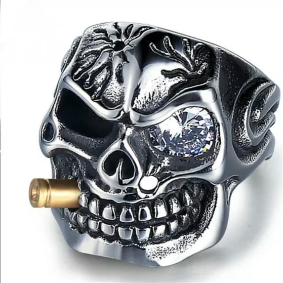 HOOUN Vintage Mens Silver Stainless Steel Gothic Punk Biker Rings Jewelry lots Sz8-15-15-#29