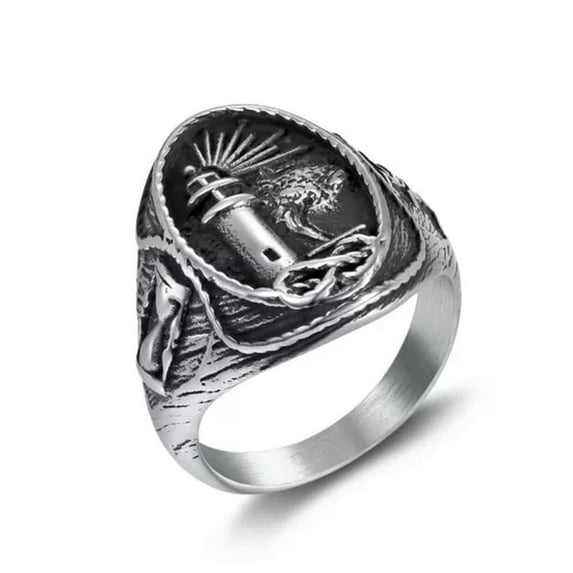 HOOUN Vintage Mens Silver Stainless Steel Gothic Viking Skull Biker Rings Jewelry 7-15-15-#29-Silver