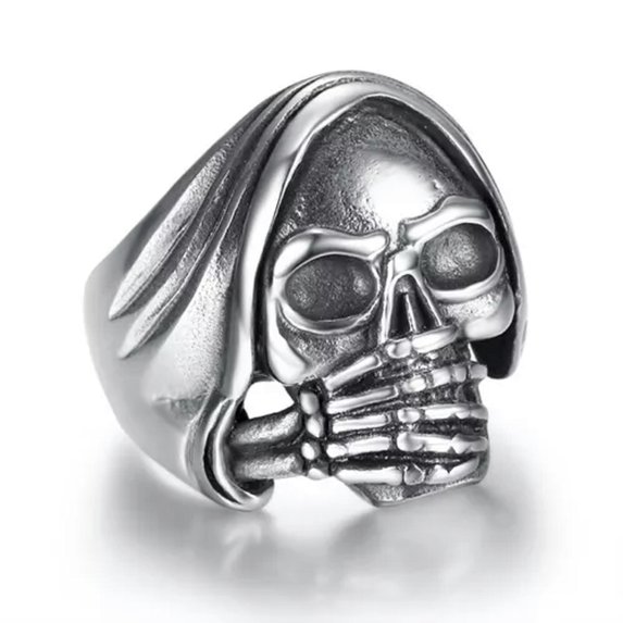 HOOUN Vintage Mens Silver Stainless Steel Gothic Viking Skull Biker Rings Jewelry 7-15-7-#41