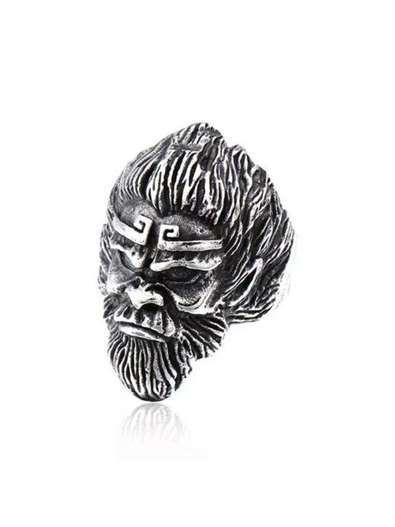 Vintage Monkey King Skull Ring Stainless Steel Men's Gothic Gorilla Biker Ring-10