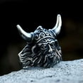 thumbnail image 1 of HOOUN Vintage Ox Horn Helmet Warrior Ring Stainless Steel Viking Biker Ring Size 7-13-10, 1 of 5