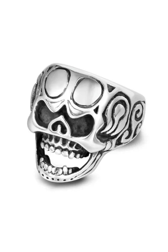 Vintage Powerful Gothic Skull Ring Stainless Steel Mens Skeleton Biker Punk Ring-13