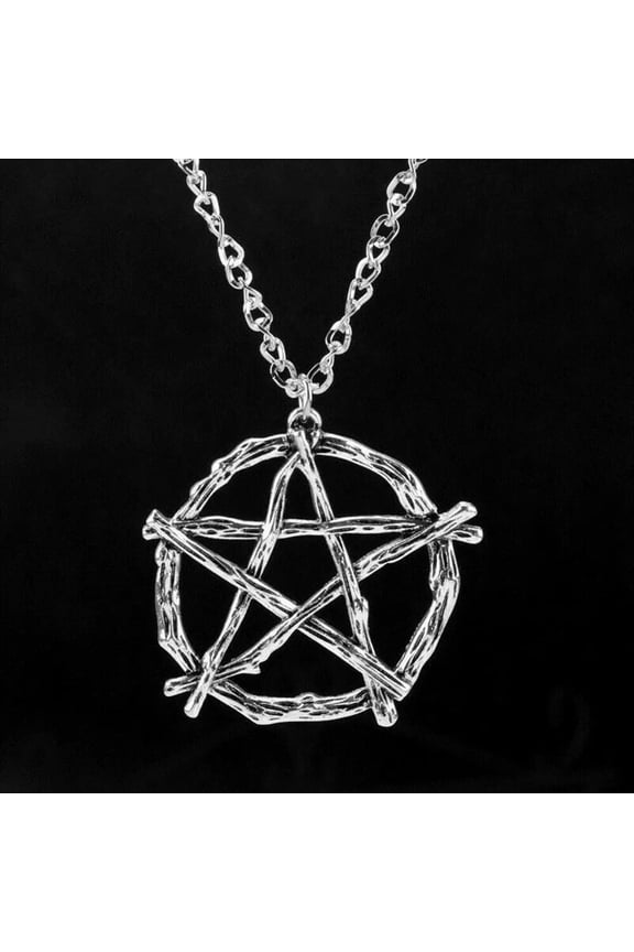 Vintage Silver Pentagram Round Charms Pendant Necklace Luck Amulet Jewelry Gift