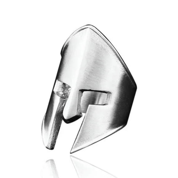 HOOUN Vintage Silver Spartan Helmet Ring Stainless Steel Warrior Mask Men's Biker Ring-10