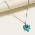 thumbnail image 1 of HOOUN Vintage Silver Turquoise Necklace Pendants Chain Boho Western Women Jewelry Gift-7#Waterdrop Turquoise Flower, 1 of 3
