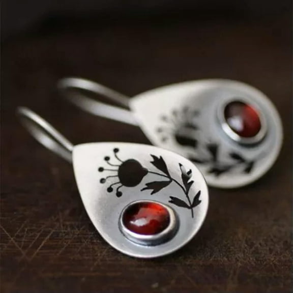 HOOUN Vintage Silver Zirconia Ear Hook Earrings Women Wedding Dangle Drop Jewelry-Style 3