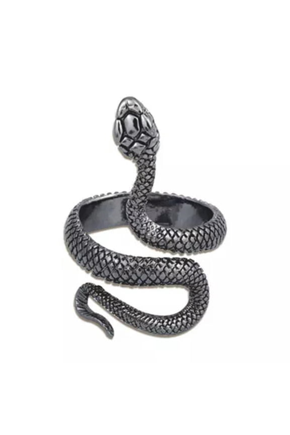 Vintage Snake Shape Adjustable Ring Punk Open Ring Party Fashion Jewelry Gift﻿-Black-Resizable