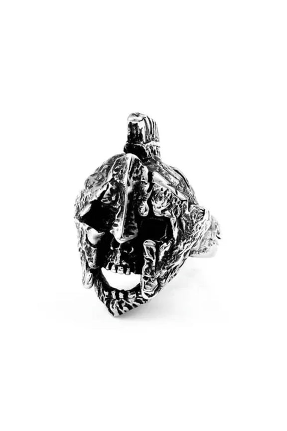 Vintage Spartan Mask Skull Ring Stainless Steel Gothic Helmet Skull Punk Ring-8