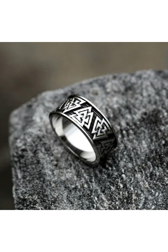 Vintage Three Overlapping Triangle Ring Stainless Steel Viking Wedding Band Ring-12