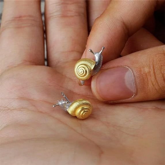 HOOUN Vintage Two Tone Snail Stylish Simplicity Stud Earrings Unisex Ear Jewelry Gifts