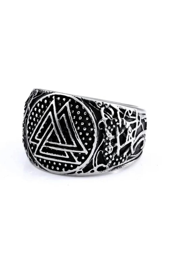 Vintage Viking Valknut Wedding Ring Stainless Steel Men's Boy's Retro Punk Ring-11