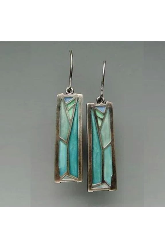 Vintage Women Silver Turquoise Ear Stud Hoop Dangle Earrings Wedding Jewelry-#8