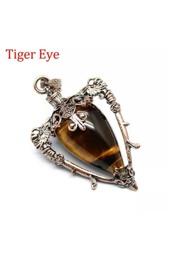 Waterdrop Chakra Pendulum Crystal for Dowsing Spiritual Divination Stone Pendant-Tiger Eye (Bronze)-1PC (Random Pick)