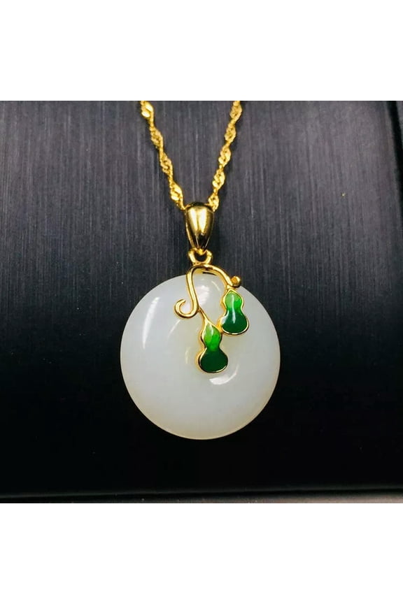 White Jade Donut Pendant Chalcedony 925 Silver Natural Jewelry Luxury Necklace