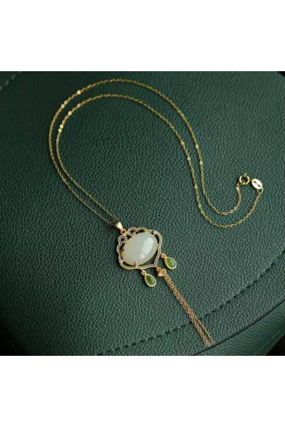 White Jade Ruyi Pendant Natural Necklace Jewelry 925 Silver Men Chalcedony Gift