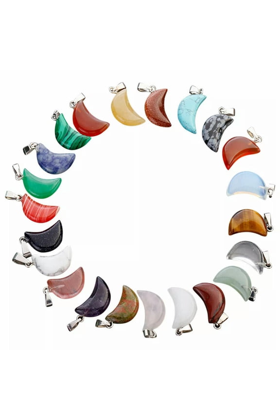 Wholesale 100pcs Natural Stone mix Color Moon Shape Beads Pendant Jewelry making