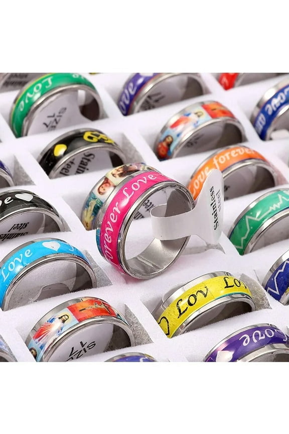 Wholesale 100pcs/lot Womens Mens Sticker Stainless Steel Bulk Jewelry Mix Rings