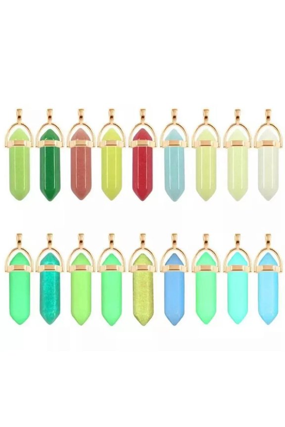Wholesale 10pc/lot Glow In The Dark Luminous Stone Pendant Moonstone Hexagonal