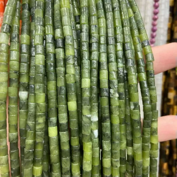 HOOUN Wholesale 4x4MM Natural Stone Cylindrical Beads For DIY Jewelry Making 15.5''-23- Tai Yu