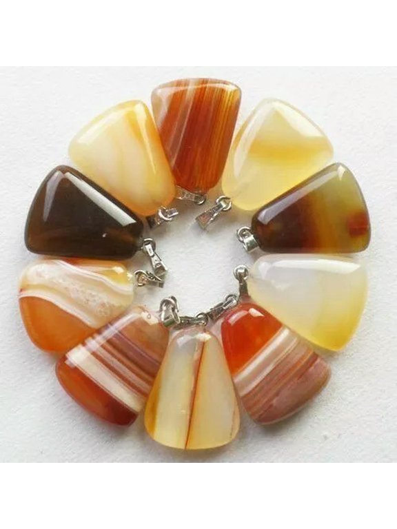 Wholesale 50pcs Natural Stone Red Agate Trapezoid Pendant Bead 25x17x5mm DIY
