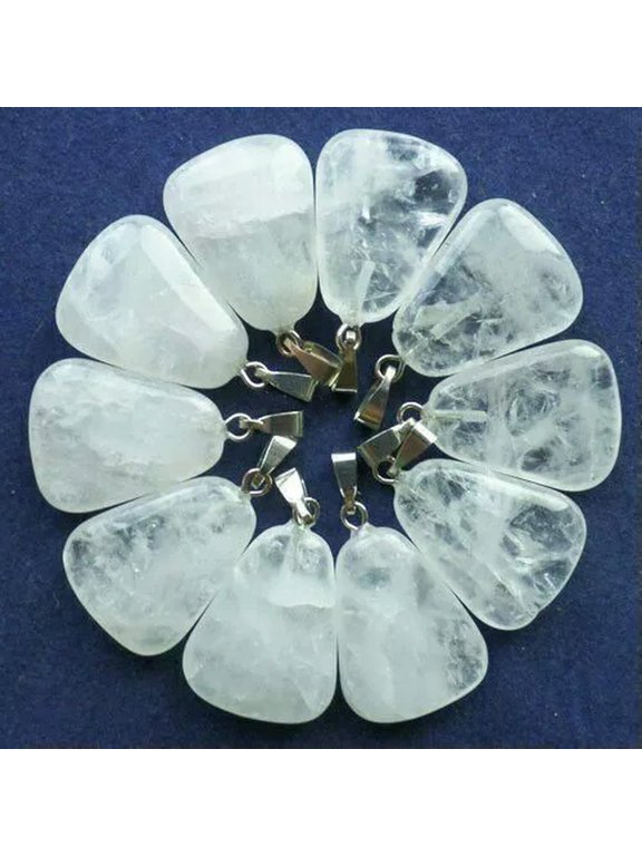 Wholesale 50pcs Natural Stone White Crystal Trapezoid Pendant Bead 25x17x5mm