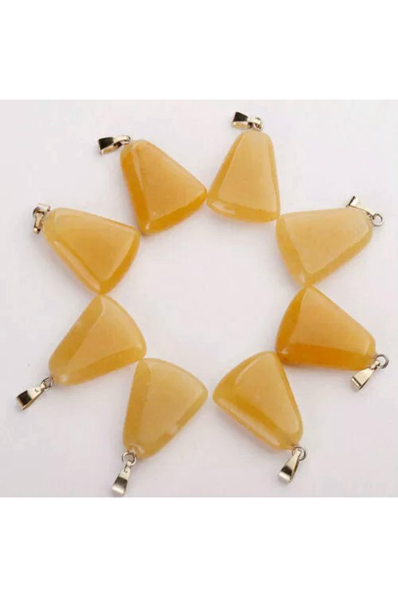 Wholesale 50pcs Natural Stone Yellow Jade Trapezoid Pendant Bead 25x17x5mm
