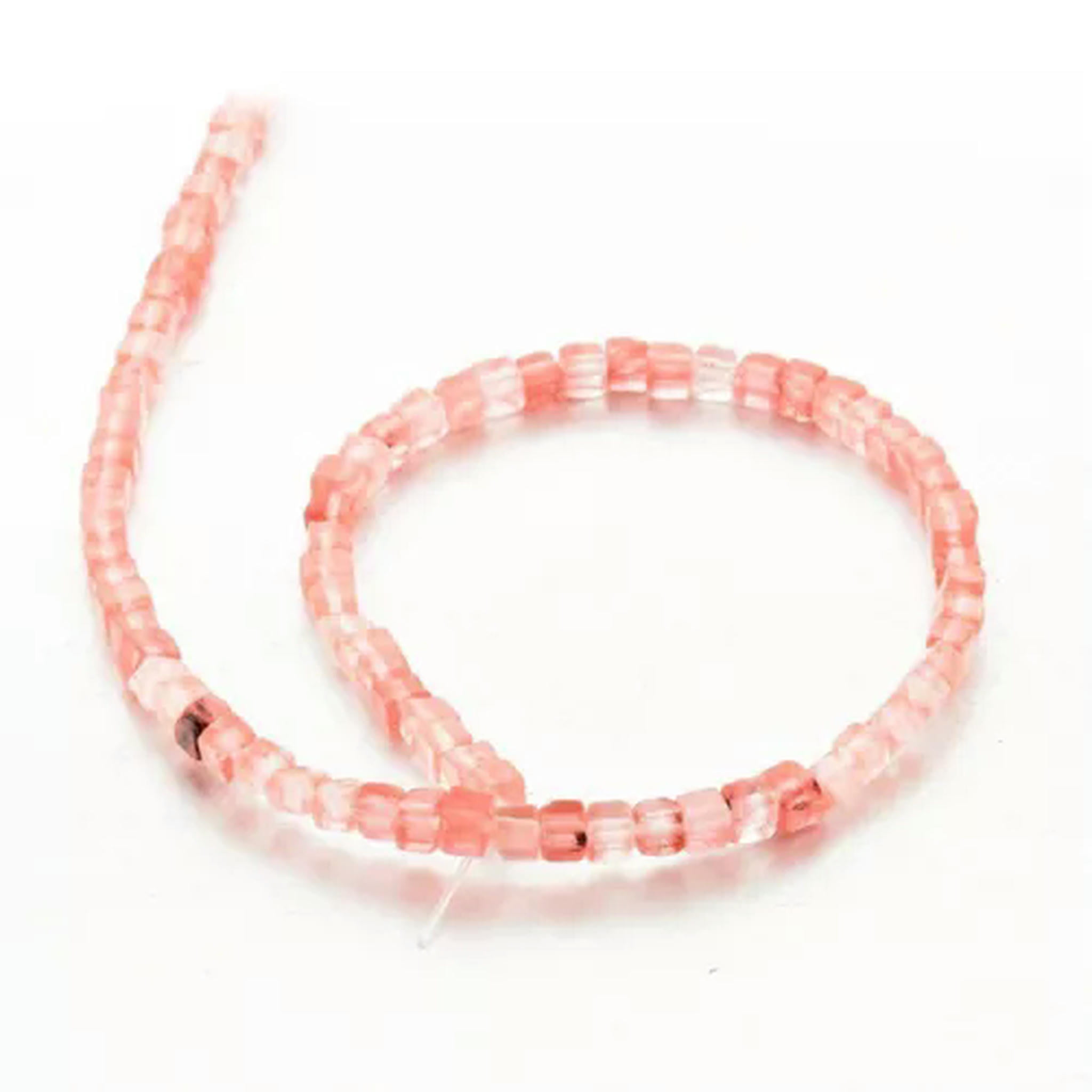 HOOUN Wholesale 850pcs/Lot Mix Natural Gemstone Square Spacer Loose Beads 4mm DIY-Artificial Cherry Quartz