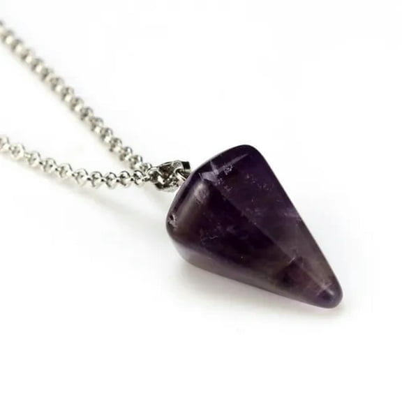 HOOUN Wholesale Crystal Quartz Healing Pendulum Pendant Chakra Necklace Men Women Gift-12#amethyst Pendulum