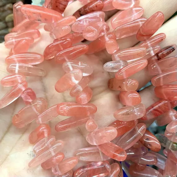 HOOUN Wholesale Irregular Natural Stone Agates Loose Beads for Jewelry Making 15.5''-Watermelon red