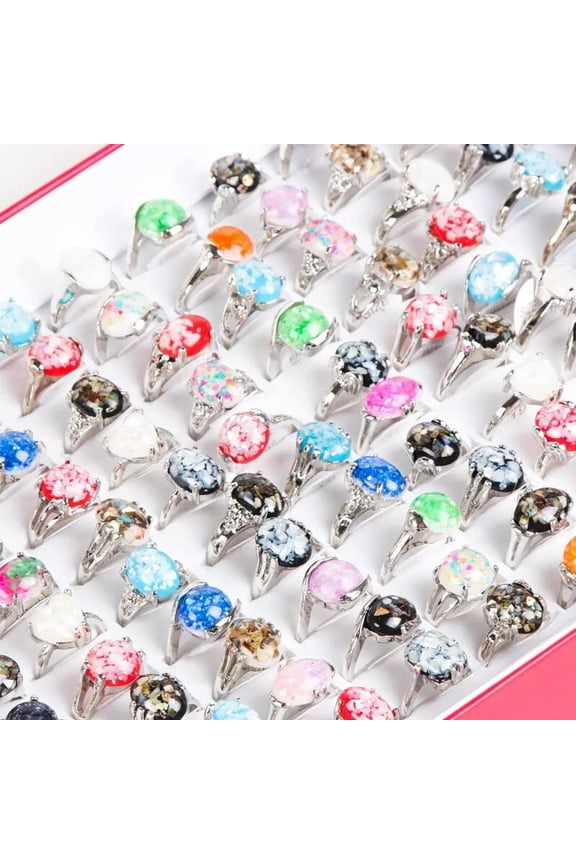 Wholesale Jewelry Mixed Lots 12pcs Women Lady's Yuhua stone pebble Shell Rings
