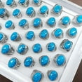 thumbnail image 1 of HOOUN Wholesale Rings 50 Pcs Turquoise Blue Turquoise Rings Fashion Jewelry Bulk Lot-Blue Turquoise, 1 of 8