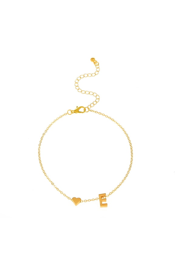Women 26 Letters Chain Bracelet with Heart Initial A-Z 26 Letter Bracelet Gifts-G-golden