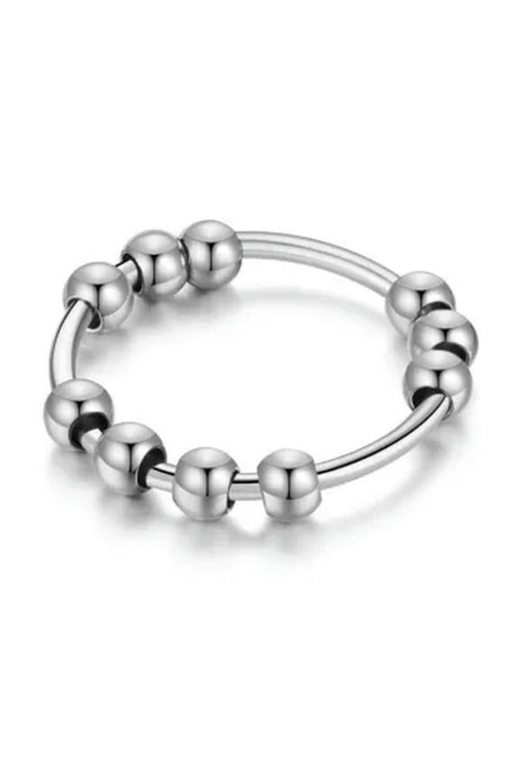 Women 925 Silver Anxiety Ring Relieve Fidget Worry Meditation Jewelry Sz 6-11-11-Silver